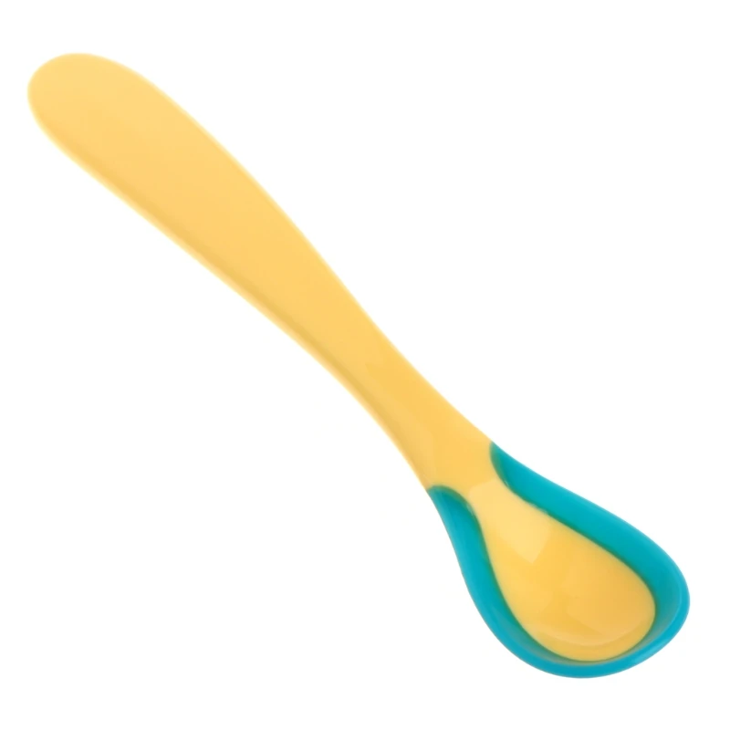 Silicone feeding spoon silicone cutlery set learning spoons baby cutlery Soft silicone baby feeding spoon candy color temperature sensing spoon children baby spoons feeding dishes feeder