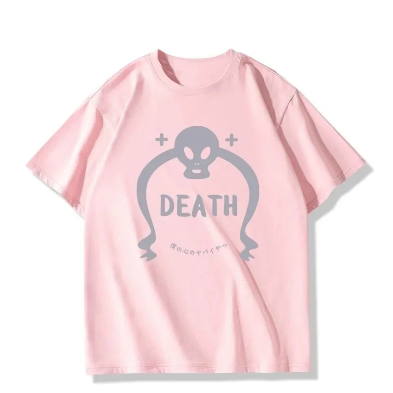 Camiseta de algodón con estampado de corazones, camisa holgada de