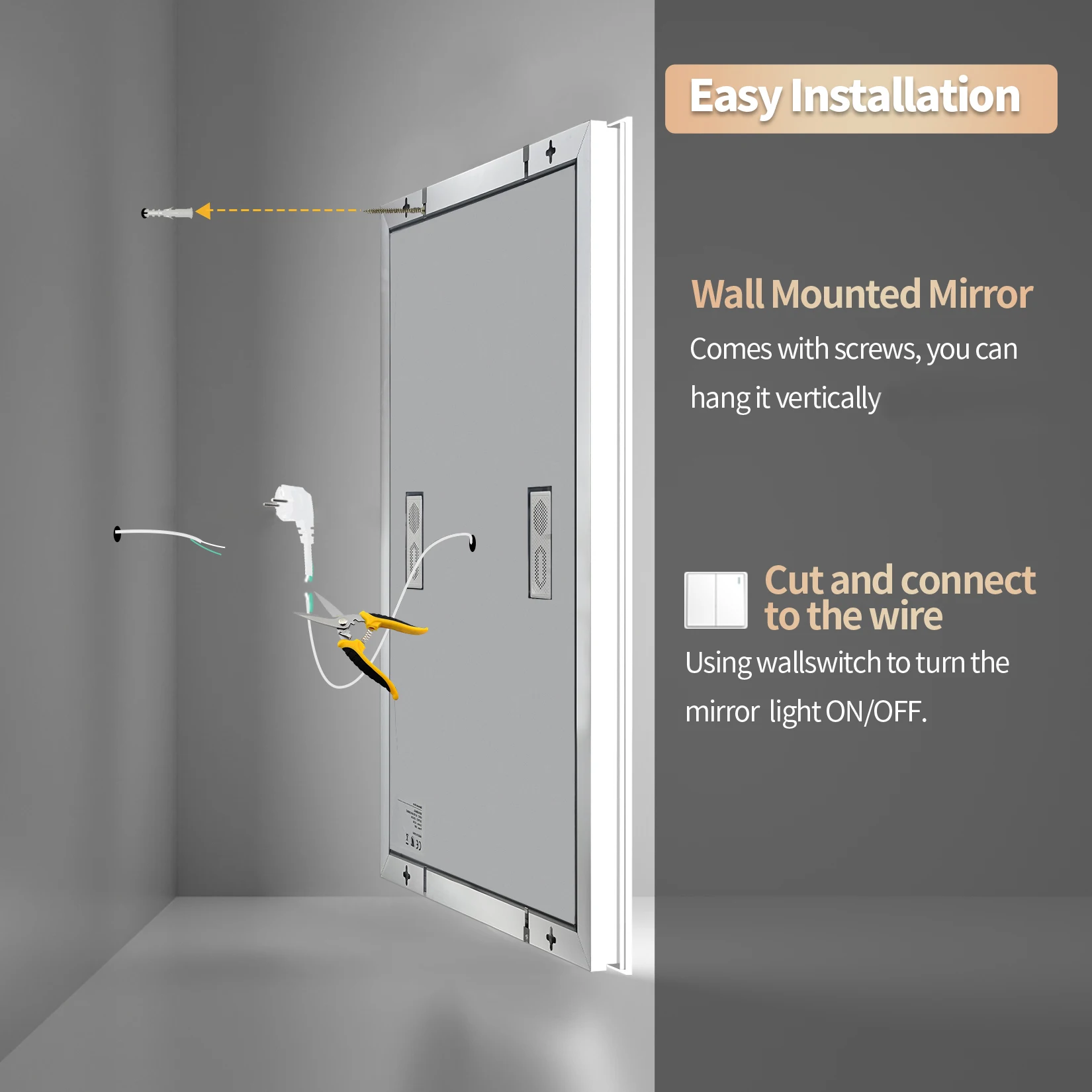 wisfor 24 x 32 LED Bathroom Mirror with Bluetooth Smart Display Screen,Touch Button 3 Colors Dimmable Light, Anti-Fog, Memory
