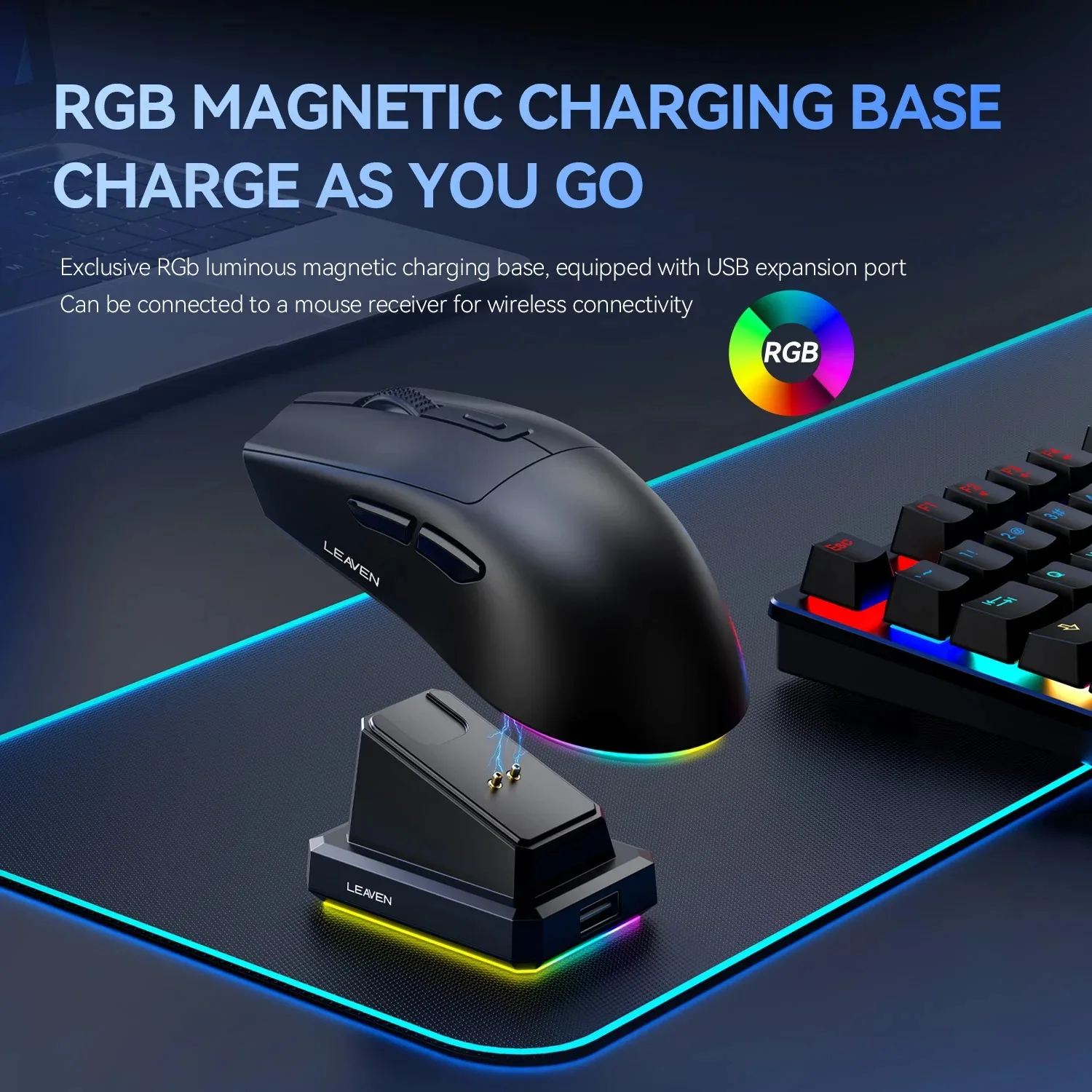 X3 Dual-Mode Mouse Two Bluetooth Mouse 2.4G Wireless Mouse RGB Gaming Mouse with Charging Dock Rechargeable Mouse Ergonomic Mice