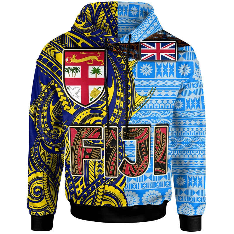 

New 3D Fiji Independence 1970 Tapa Style Polynesian Print Hoodies For Men Kid Fashion Streetwear Cool Hooded Sweatshirts Clothes