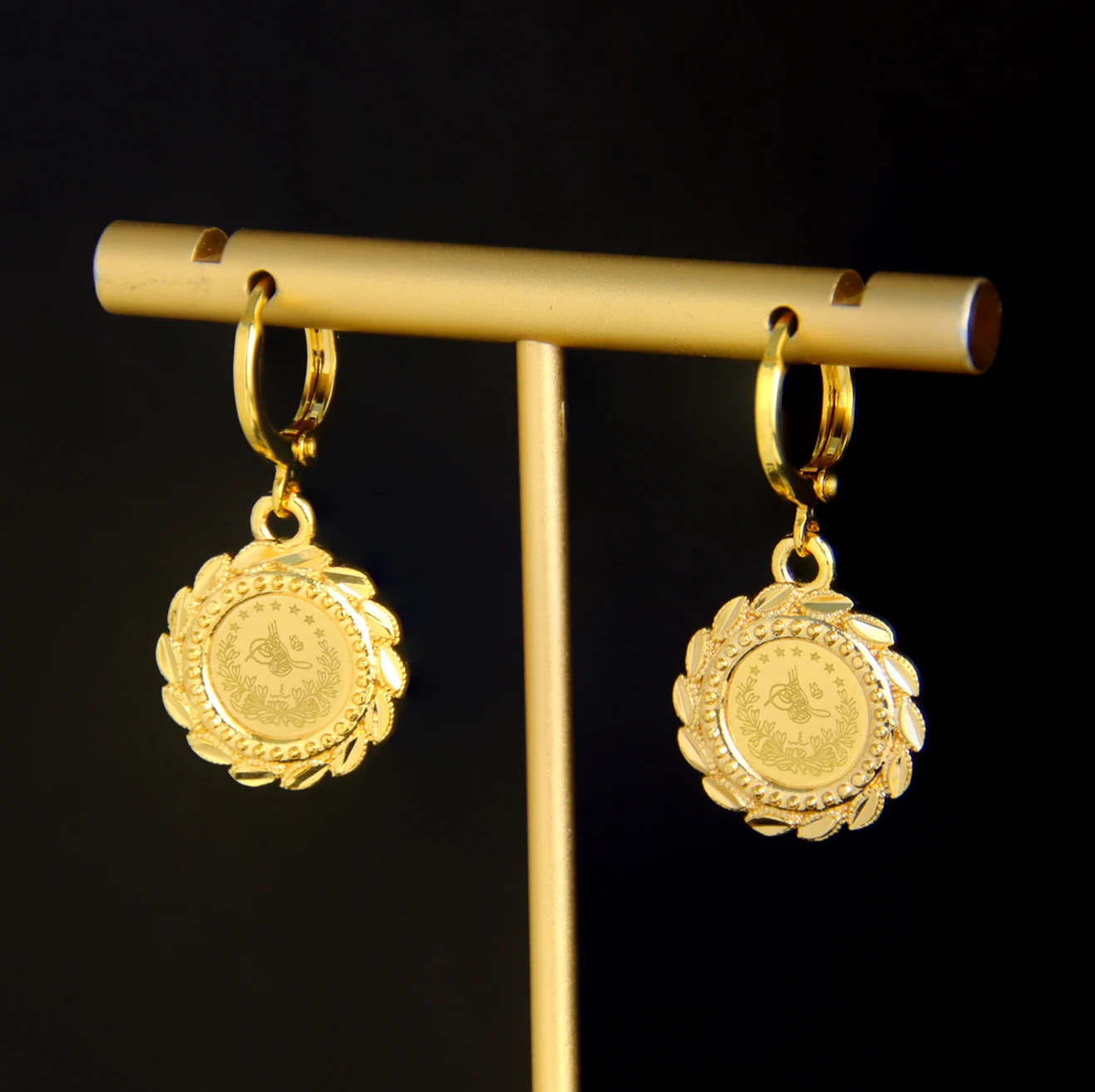 Klassische türkische Vintage-Münzen, baumelnde Ohrringe, 21 Karat vergoldet, Dubai, Braut, Heiraten, Clip-Tropfenohrring, kürdischer Damen-Hochzeitsschmuck – Detail 11