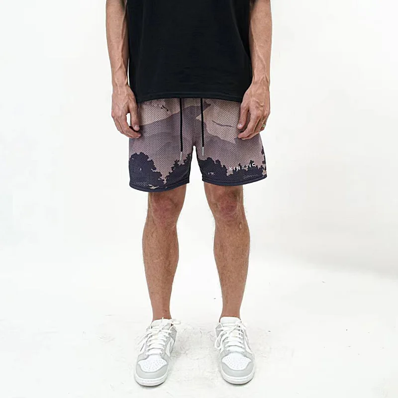 KINETIC Mens Summer New Fashion Sports Gym Fitness Running Basketball Mesh Short Pants Male Quick Dry Casual Breathable Shorts 3