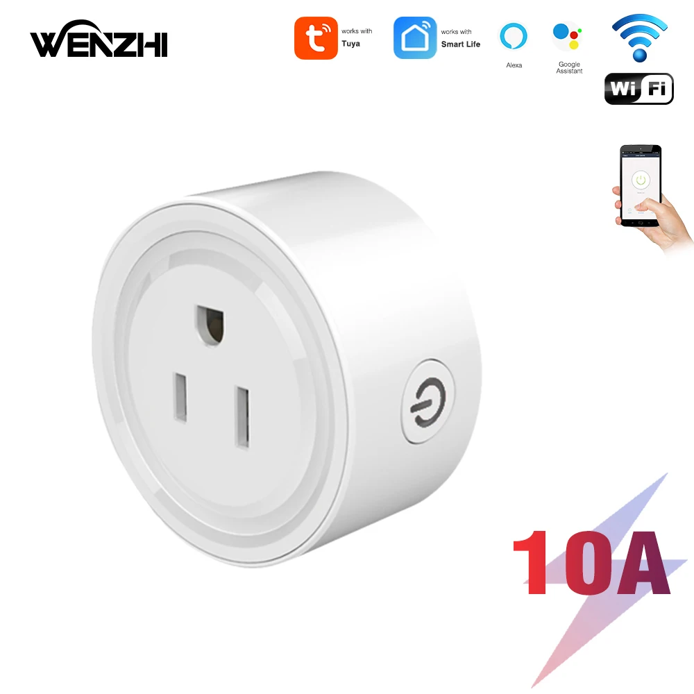 Wifi Soketi ABD Tak Standart Elektrik Zamanlayıcı Güç Monitörü 220v İyileştirme Tuya Akıllı Yaşam Alexa Google Home çıkışı ile Çalışır