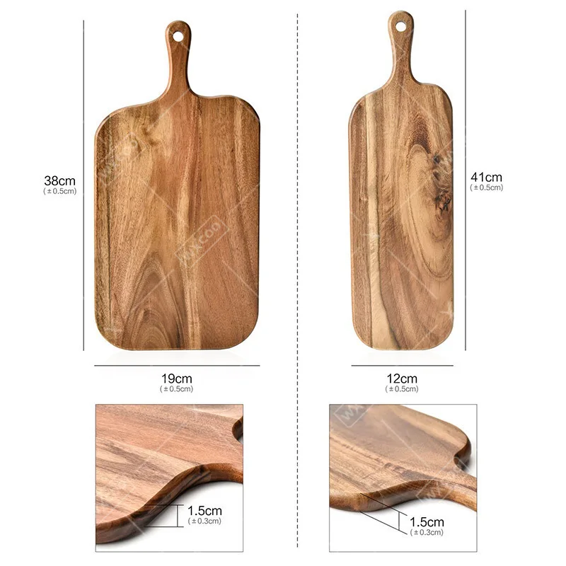 1pc Long Handle Acacia Wood Cutting Board Kitchen Solid Wood Cutting Board Cake Dessert Tray Food Boards Kitchen Supplies cutting board