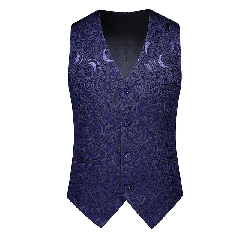

Blue Black White Men's Suit Vest Coat V Neck Black Victorian Vests Gothic Steampunk Formal Waistcoat Tuxedo Vests M-5XL Big Size