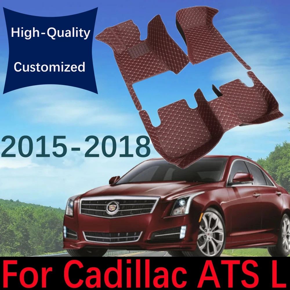 

Custom Leather Car Floor Mats For Cadillac ATS L 2015 2016 2017 2018 Automobile Carpet Rugs Foot Pads Interior Accessories