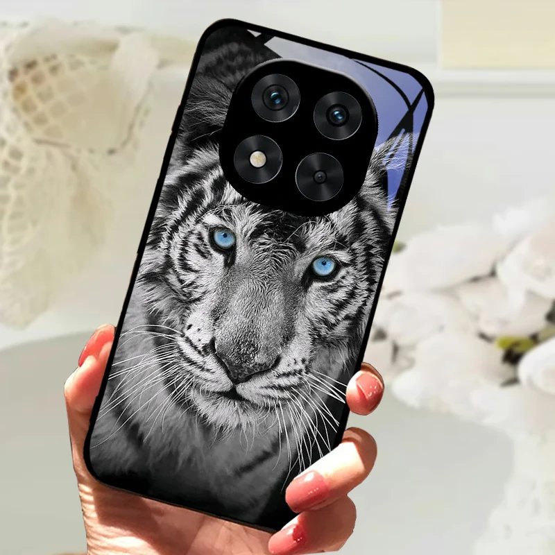 Cute Animal Tempered Glass Phone Case with Shockproof Bumper