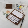 SeamiArt 1pc Black Walnut Wood Rectangle Painting Box with Palette Half Pans for Watercolor Subpackage Storage Art Supplies 4