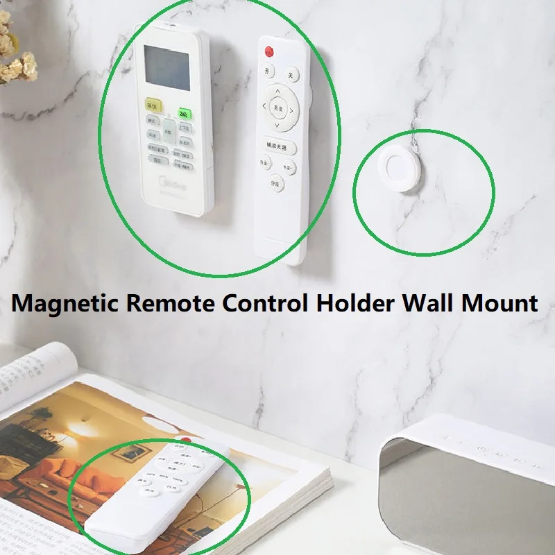 2 Pairs Magnetic Remote Control Holder Wall Mount TV Remote Holder Wall Mount Fan Remote Holder Magnetic Hooks Fridge Sticker