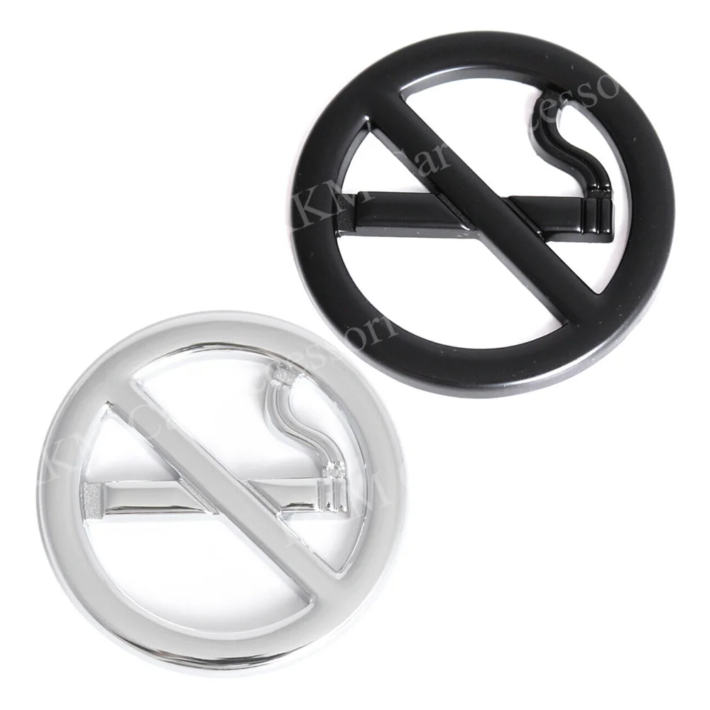 

1pc Metal Chrome / Black No Smoking Sign Logo for Car Sticker Emblem Side Window Safety Warning Badge