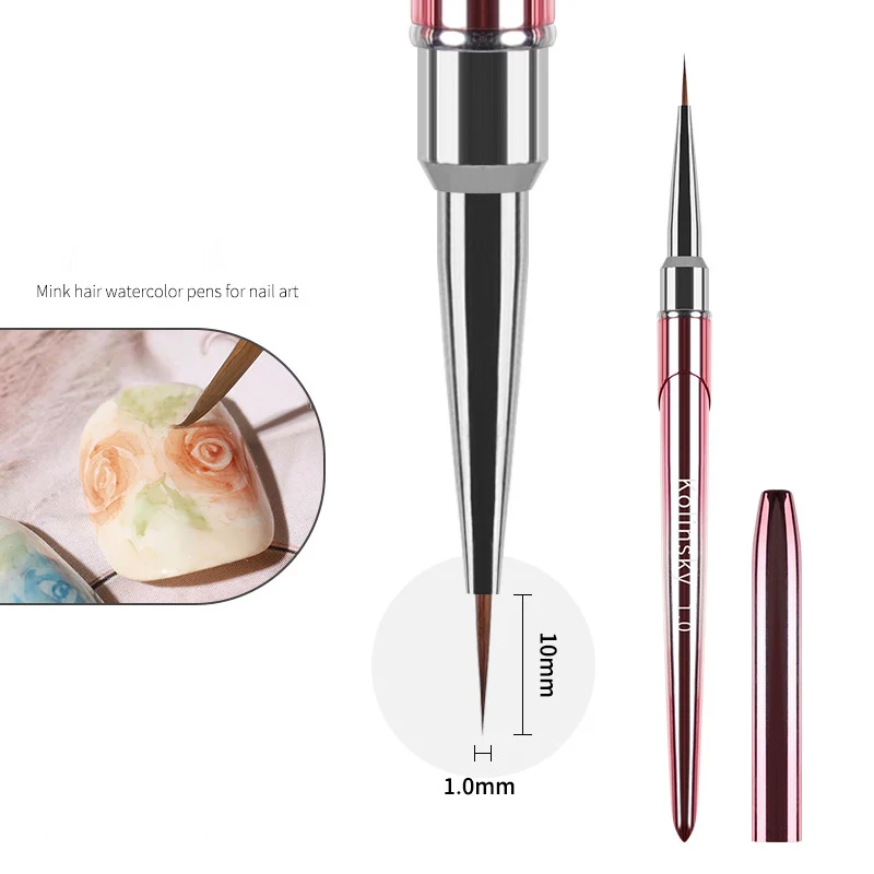 Kolinsky Nail Brush Art Painting 3D Acrylic Carving Gel Brushes Metal Pens Application Liner Drawing Pen Watercolor Nail Tools 4