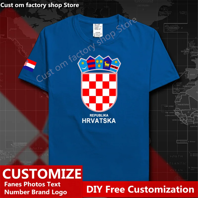Croazia Hrvatska Maglietta In Cotone Coreano Ventagli In Jersey Personalizzati Nome Fai Da Te Numero Logo Tshirt Moda Hip Hop T-Shirt Casual Allentata