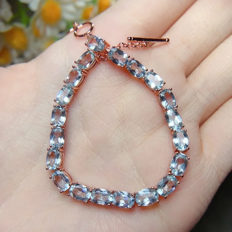 

Женский браслет из серебра 925 пробы с аквамарином