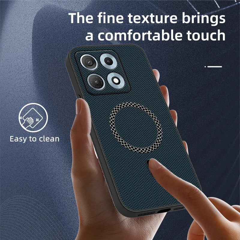 Business Triangular Texture Magnetic Shockproof Leather Anti-slip Phone Case