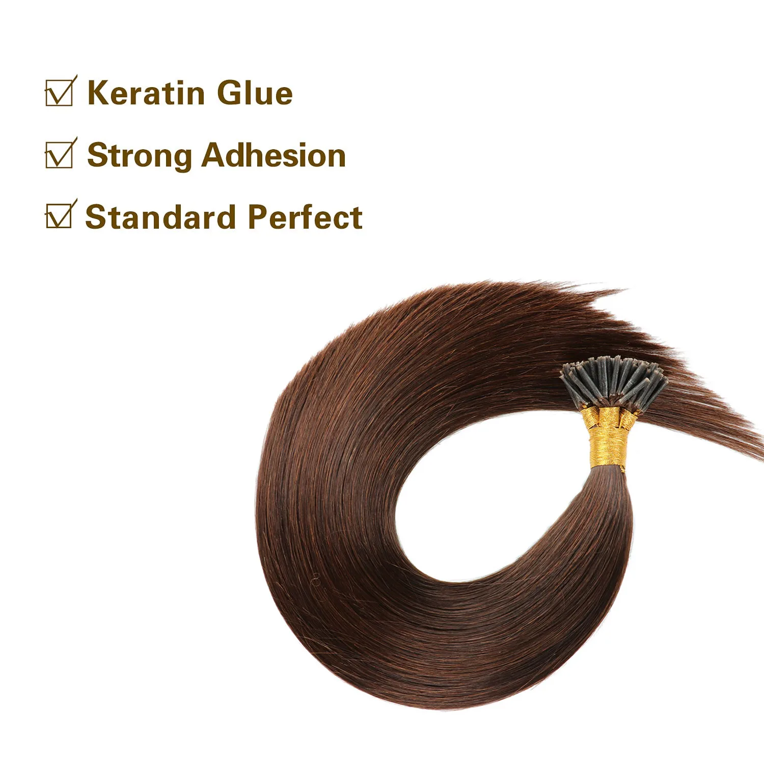 I Tip Human Hair Extensions Pre Bonded Keratin Stick In Hair Extensions 16-22 Inch Natural Color 100 Strands/set for Women Girls
