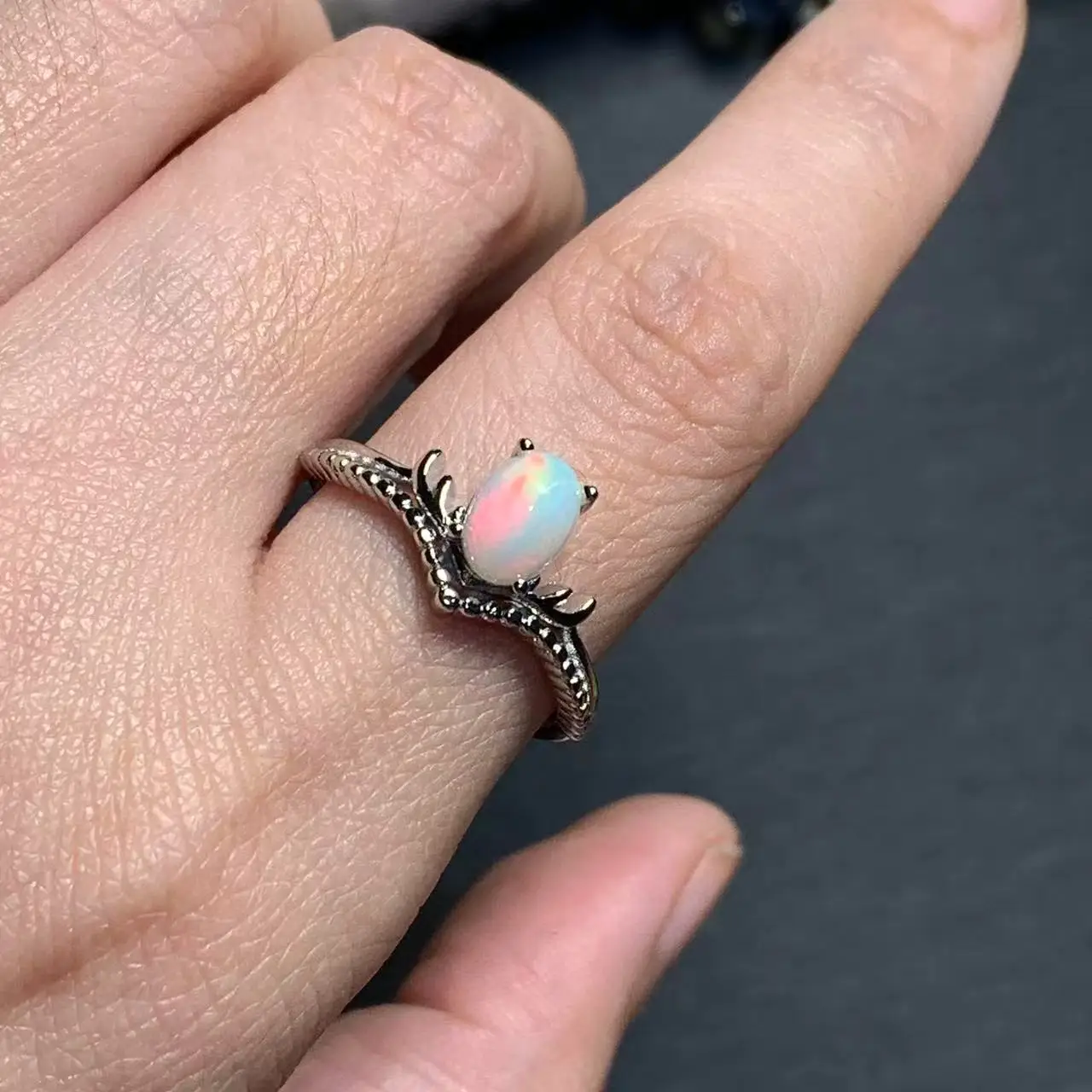 Authentic NEW Natural Opal Ring Adjustable Female Ring Jewelry for Women Gift Wholesale High Quality Vintage Fine