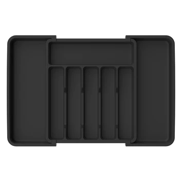 Organizer per cassetti per posate da 1 pezzo, vassoio per utensili espandibile per cucina, posate e portaposate senza BPA, plastica regolabile S 1