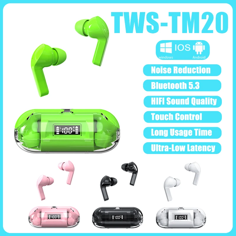 

Наушники-вкладыши TM20 игровые Беспроводные с шумоподавлением, поддержкой Bluetooth 5,3 и микрофоном