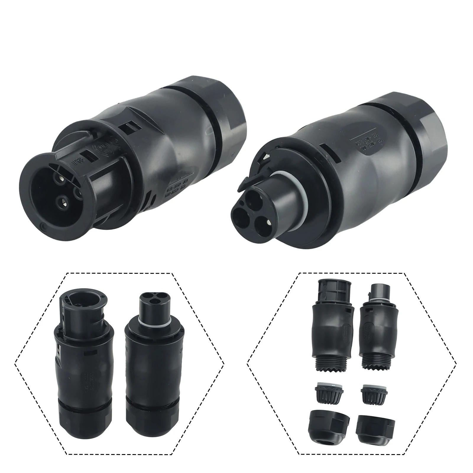 PV Connectors Betteri Bc01 Ac 3-Pin Ip68 Socket/Female + Plug/Male For Inverters Home Electrical Equipment Connectors electrical cable connector industrial waterproof connector