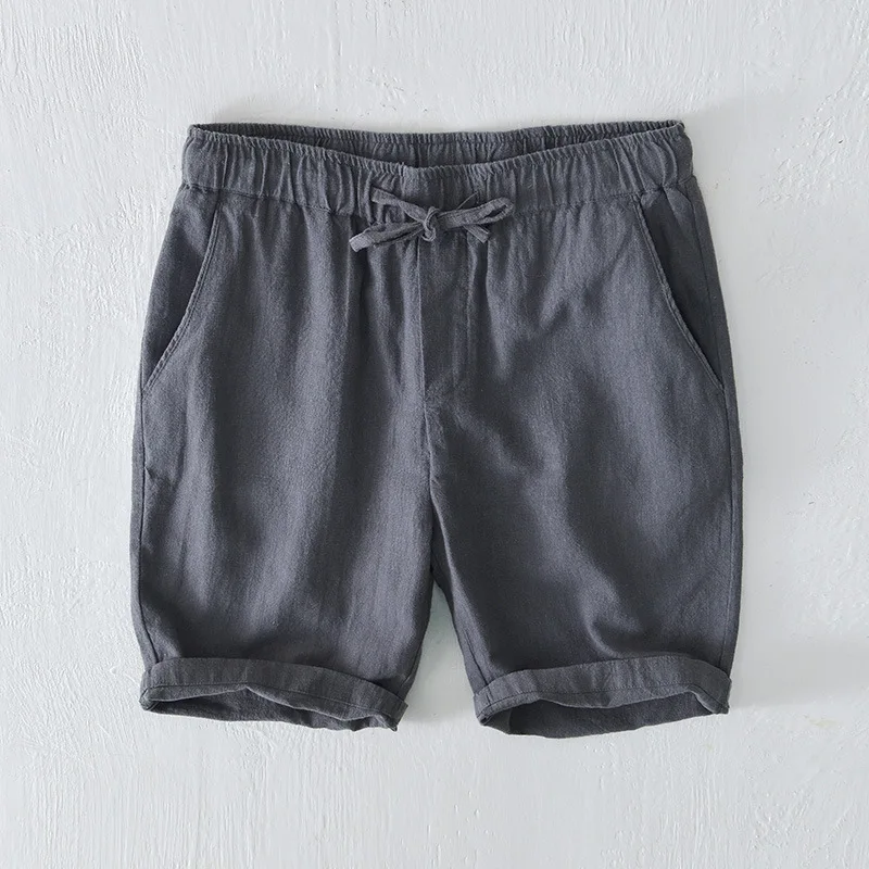 Summer Thin Breathable Straight Tube Linen Shorts Men\'s Beach Casual Pants Youth Loose Cotton Linen Pants