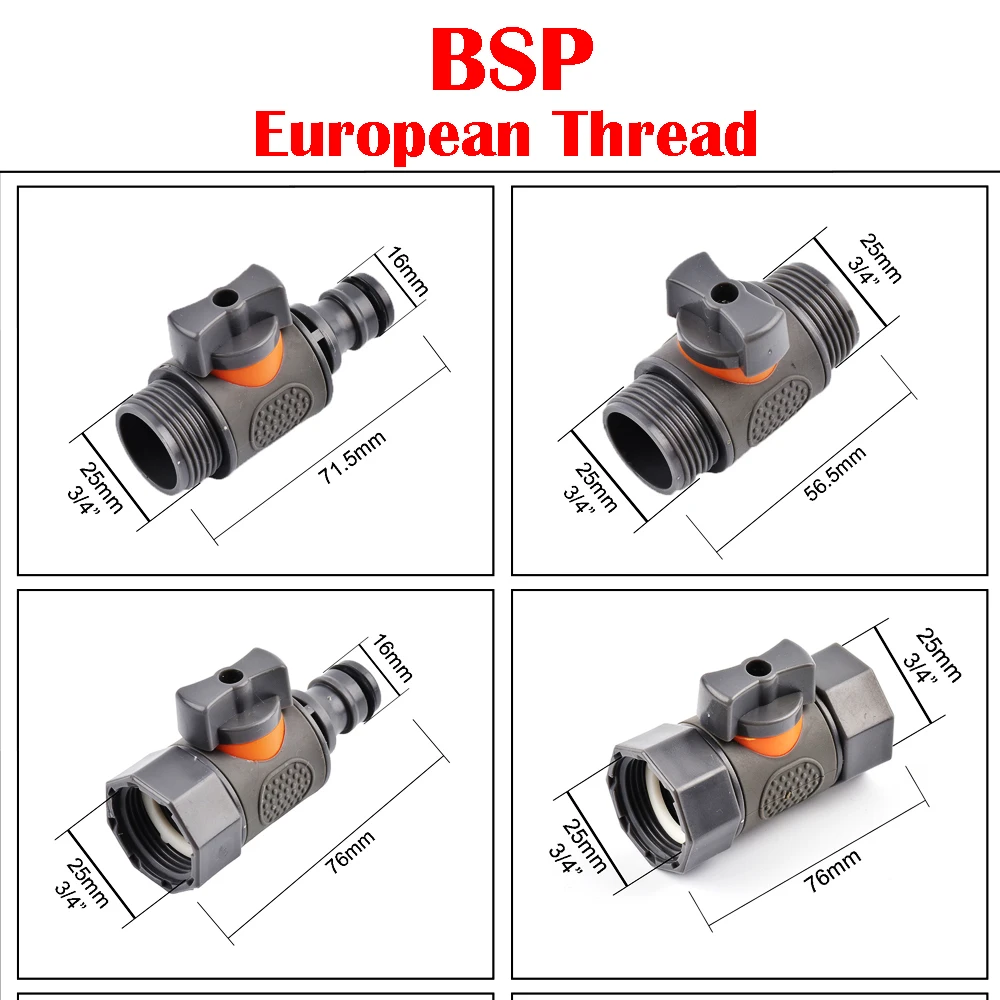 1/2" 3/4" 1 Inch Garden Hose Quick Connector Stopwater Connector Garden Tap Water Gun Coupler Watering Pipe Fitting 2