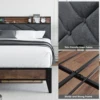 Full Size Bed Frame with Headboard - Grey Upholstered, Noise-Free Steel Slats Support No Box Spring Needed Easy Assembly Bed 2