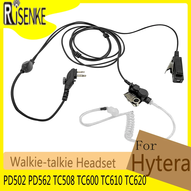 RISENKE-Earpiece for Hytera, Radio Headset, PD502, PD562, TC508, TC600, TC610, TC620, TC700EX, TC900, TC2100, PD482i, BD552i risenke two way radio walkie talkie earpiece headset for hyt tc600 tc610 tc620 tc700 pd502 pd508 pd562 tc500 tc508 tc518