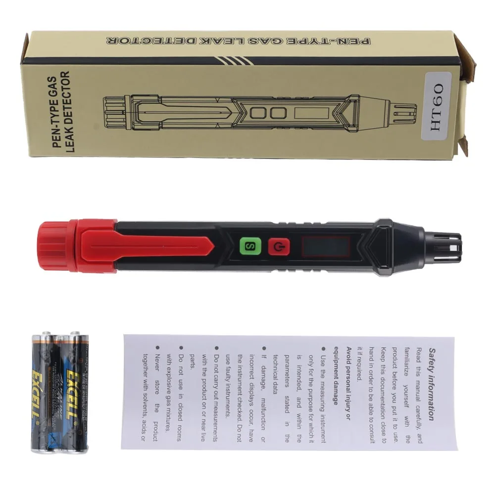 Gas Leak Detector Gas Leak Detector Pen Type Combustible PPM Analyzer Meter Portable Visible Audible Alarm