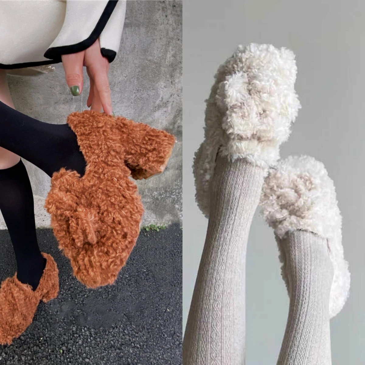 

Туфли-лодочки женские с круглым носком, высокий квадратный каблук, меховые, с цветочным принтом, Лолита, зимние, весенние, белые, коричневые