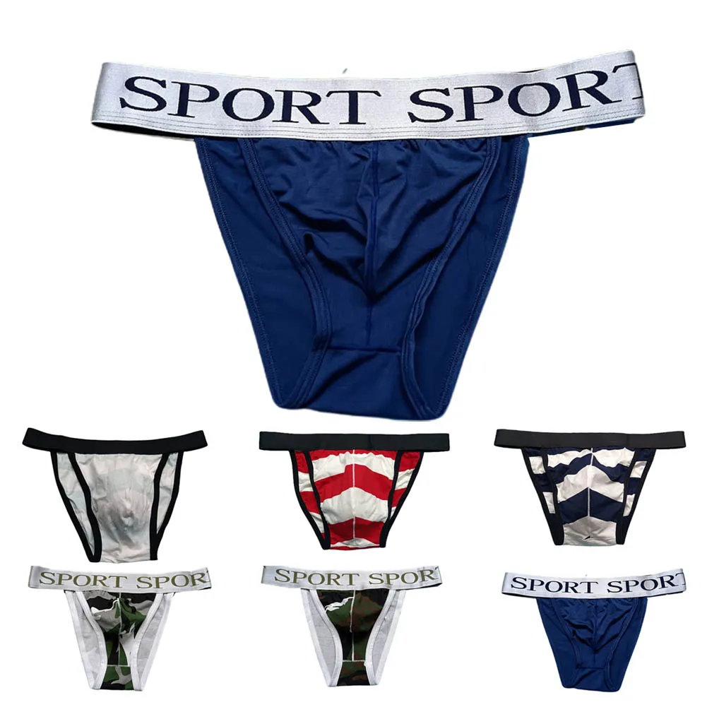 

Men Camouflage Briefs Printed Underwear Wide Waist Belt Underpants Fashion Male Bikinis Trunks Breathable Bulge Pouch Panties