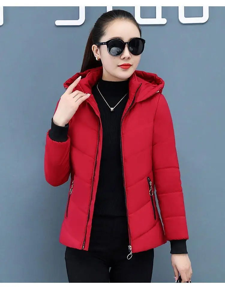 Women'S Short Winter Lambswool Down Cotton Jacket 2025 New Plus Velet Warm Cotton Coat Korean Loose Hooded Parkas Outerwear