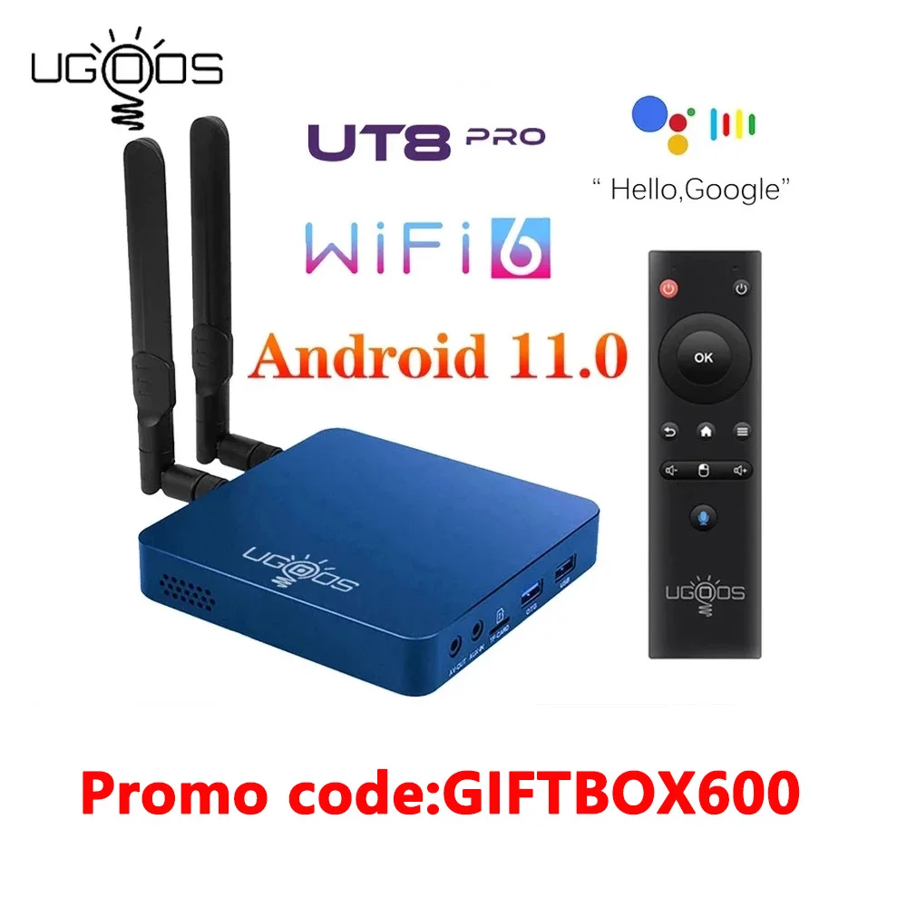 ТВ-приставка UGOOS UT8 PRO на Android 2022 8 + 64 ГБ Wi-Fi 6 1000 м | Электроника