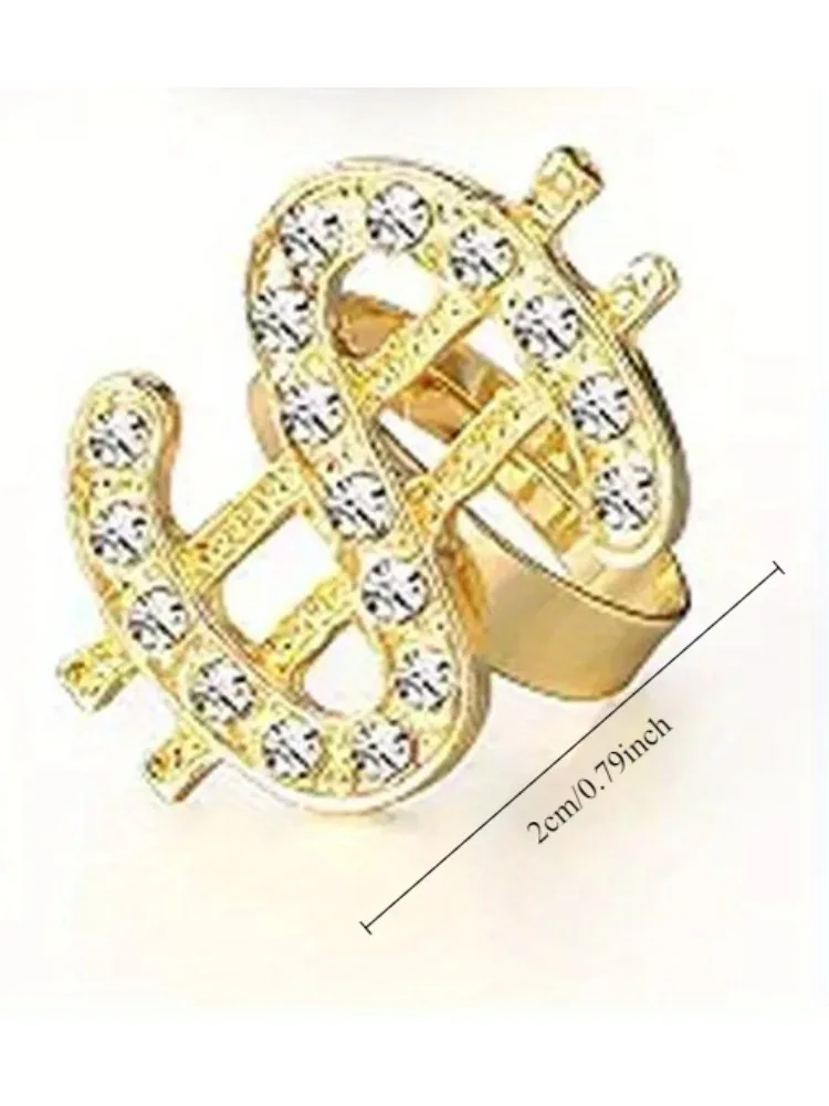 Hip Hop outfit set 3 pieces includes adjustable back button-down hat dollar pendant necklace Hip Hop Dollar ring