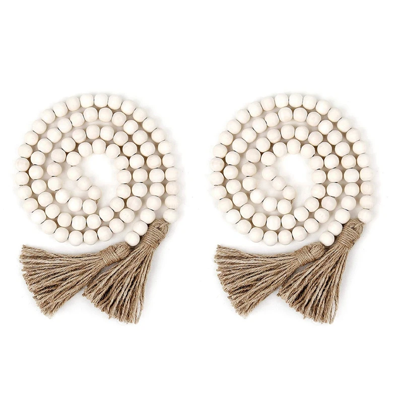 

2 шт., деревянная гирлянда из бусин с кисточками