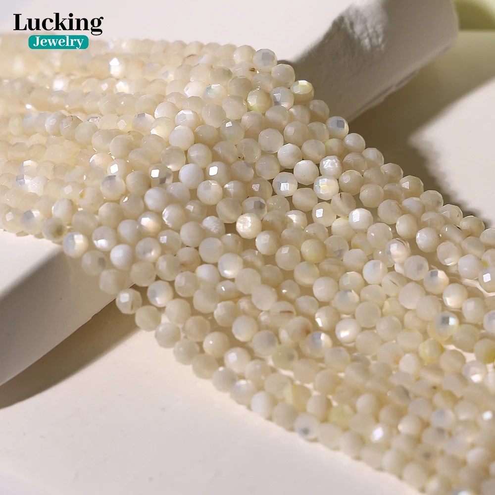 Hot Sell Natural 3-4mm Shell Faceted Beads For Jewelry Making DIY Bracelet Necklace Spacer Beads Accessory 4