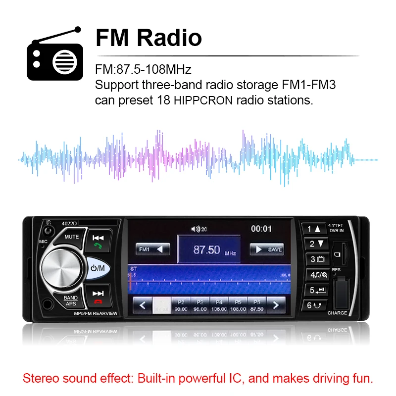 1Din Car Radios 4" Auto Audio Stereo 4022D MP3 Player USB Car Multimedia Player