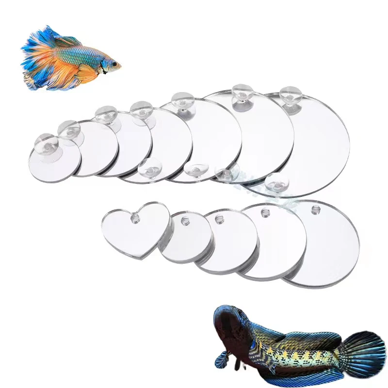 Acrylic Aquarium Betta Mirror Floating Round Mirror fish tank ornaments fish tank decorations aquarium ornaments For Fish Betta Flowerhorn Cichlid Training 4cm/5cm/6cm/7cm/8cm/9cm
