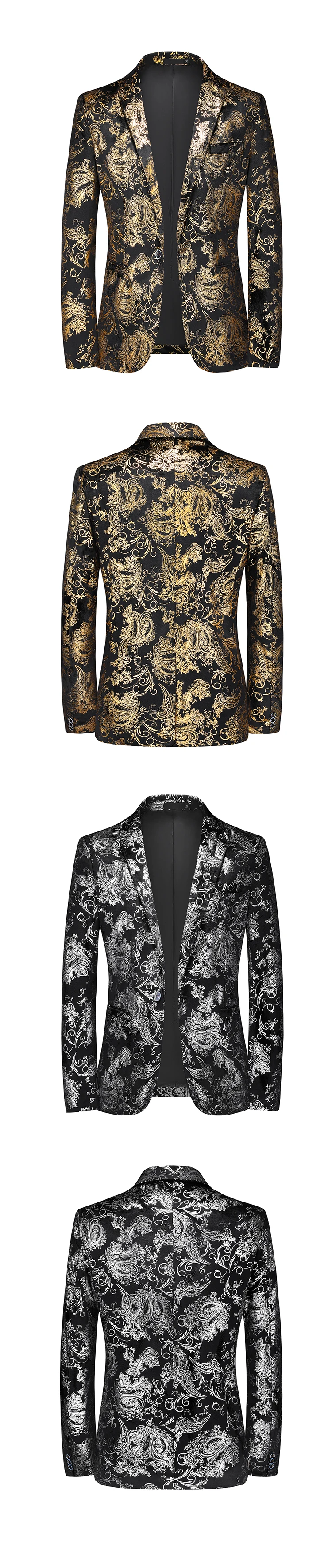 Plus Size 6XL-M Spring Luxury Men Bronzing Print Blazers 2025 New Slim Wedding Nightclub Party Dress Mens Clothing Suit Jackets