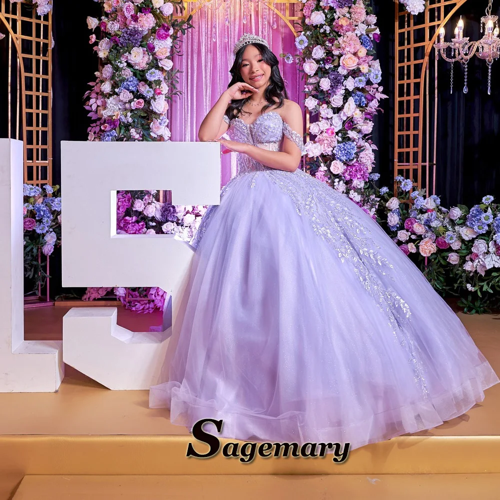 Sagemary Fairytale Quinceanera Dresses for Girls Appliques Off the Shoulder Beading Plus Size Vestido De 15 Customised
