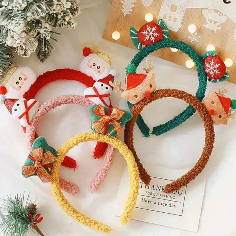 

1PC Christmas Headband Reindeer Antlers Horn Flower Hair Band Clasp for Kids Adult New Year Party Halloween Styling Accessories