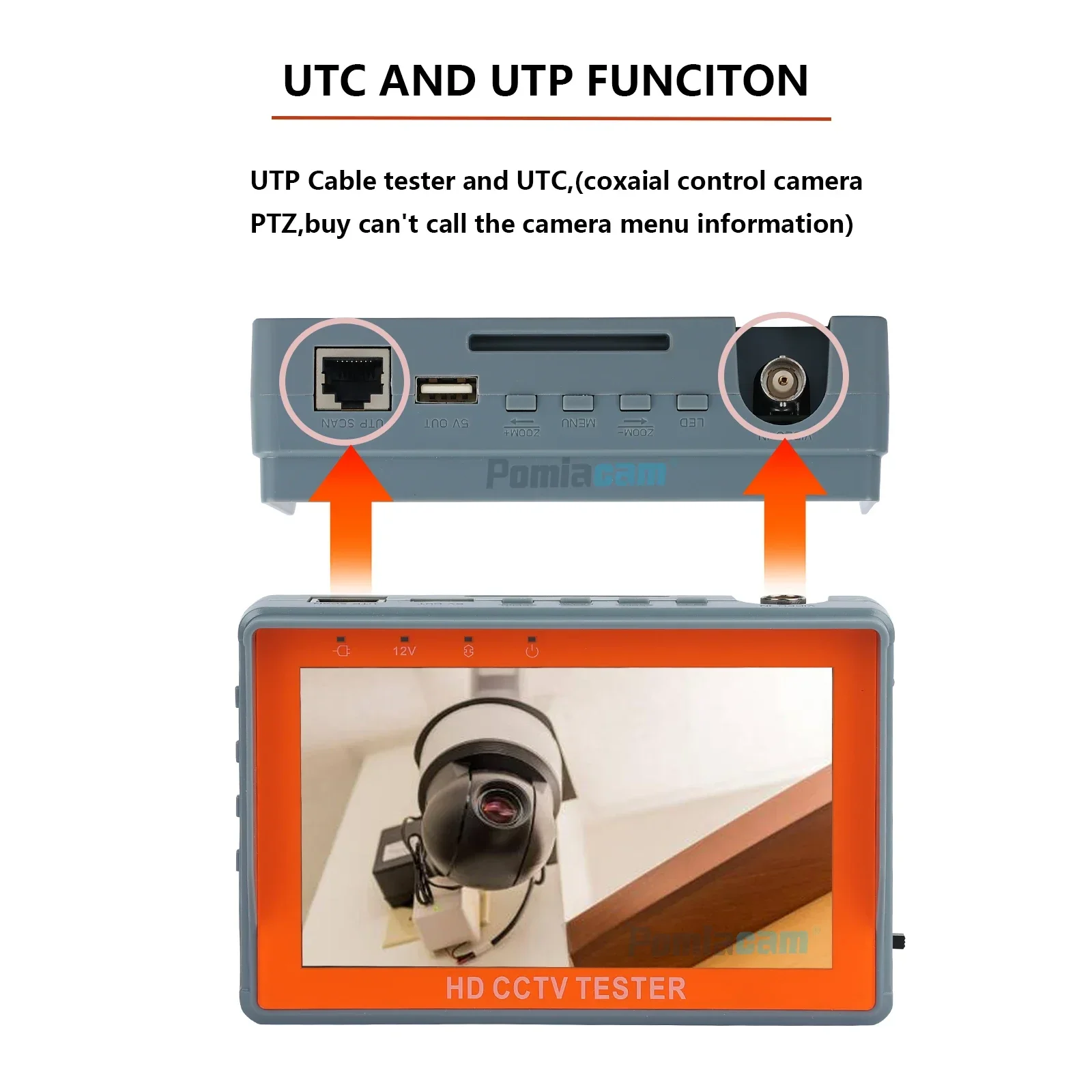 CCTV Tester IV5 8MP 12V1A AHD TVI CVI 5'' Monitor Security PTZ Support PAL/NTSC Video Signal CVBS Testing Portable CCTV Tester cctv camera tester