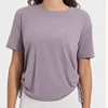 New Lemon Cool Breathable Quick-drying Drawstring Pleated TEE Loose Comfortable Round Neck Outdoor Sports Short Sleeve 1