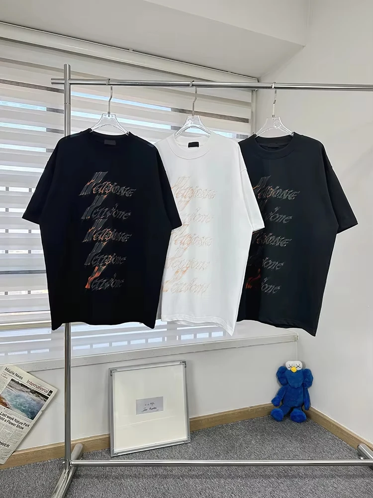 new American fashion brand flame letter bullet short sleeve men's loose casual couple female T-shirt