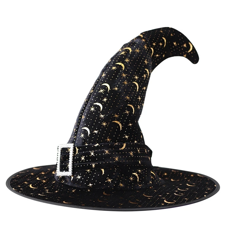 

Kids Halloween Witch Hats Black Folds Witch Wizard Hat Party Costume Headgear Devil Cap Cosplay Props Decoration Accessorie