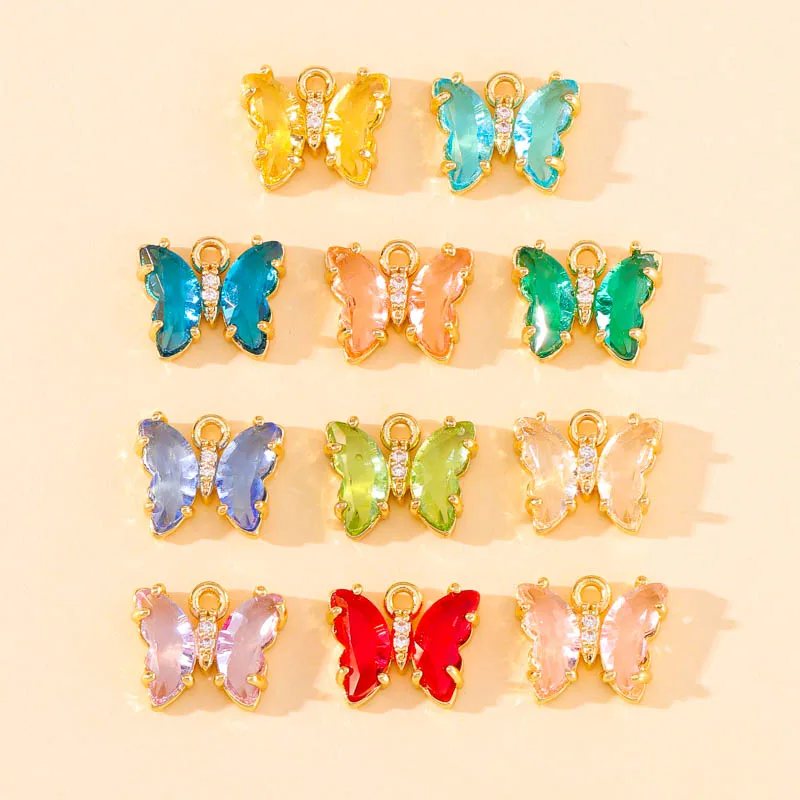 Butterfly Charms Jewelry Making Glass Jewelry Making Earrings 3pcs