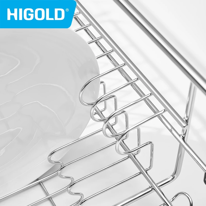 HIGOLD Fashion Series Pull Basket Cabinet 304 Stainless Steel Linear Basket Double layer Multifunctional