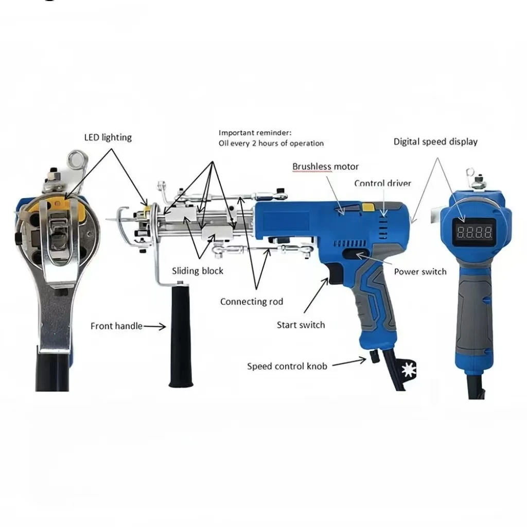 Electric Carpet Tufting Gun Tufting Machine with Digital Display and Light Kit Carpet Weaving Flocking Machine