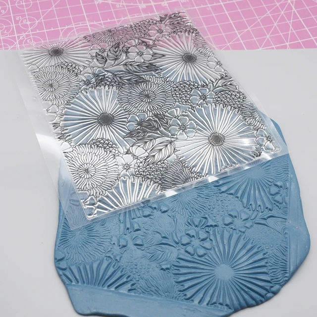 Flower Clear Stamp Polymer Clay Texture Sheets Embossing Pottery