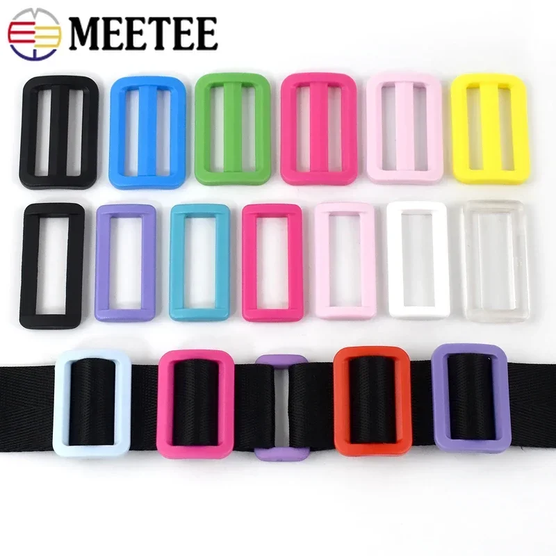 Meetee 10/20Pcs Plastic Tri-Glide Buckles 25/32/38mm O D Ring Bag Strap Adjust Clasp Webbing Connector Hook Dog Collar Accessory 4